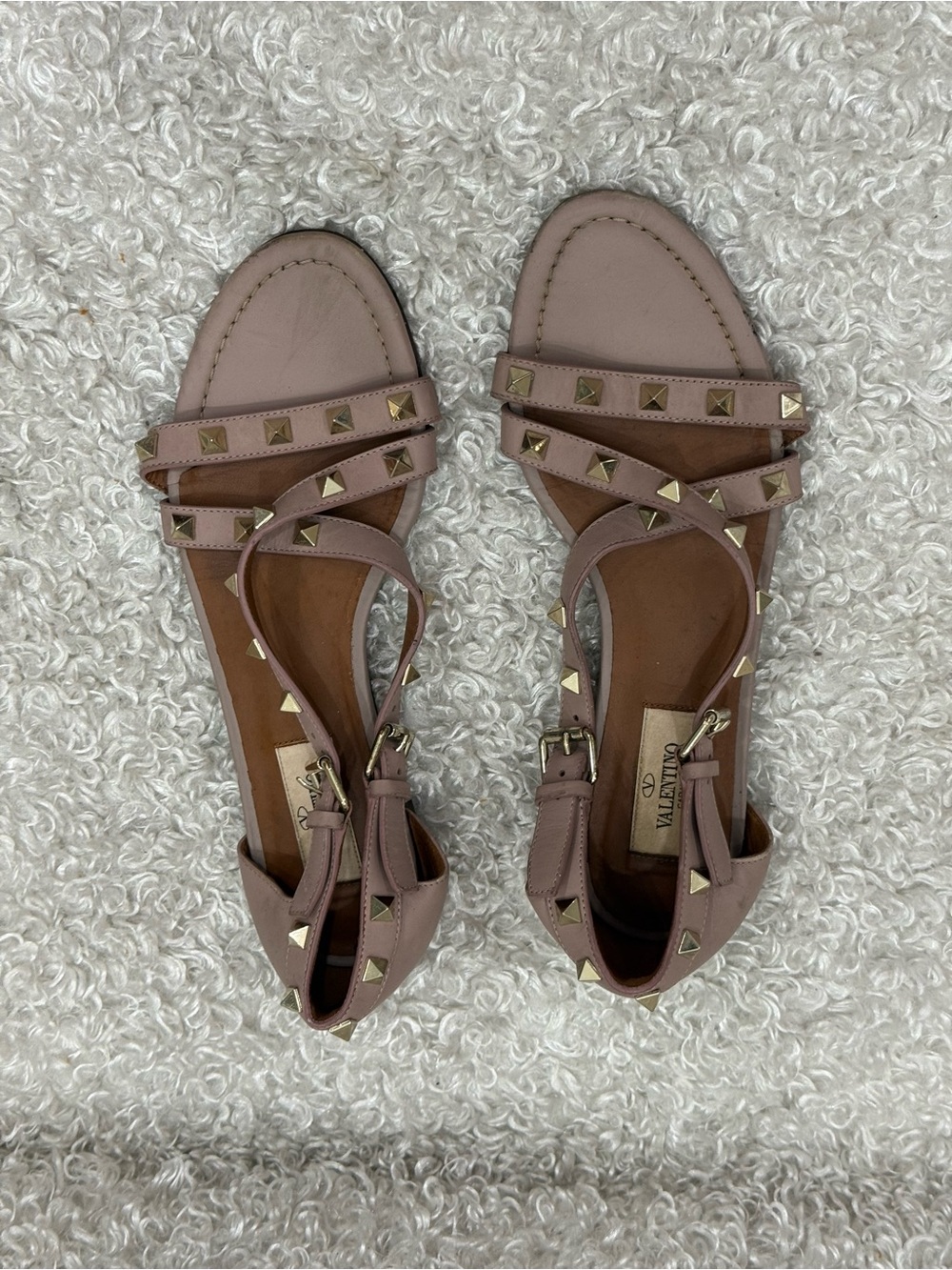 Valentino Garavani Rockstud Flat Sandals Size 36.5